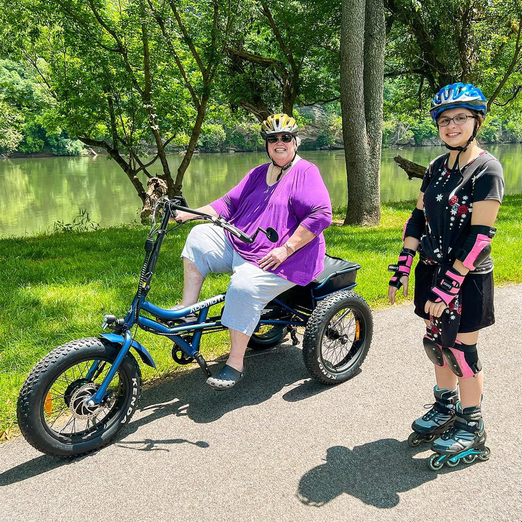 Addmotor M-360II Semi-Recumbent Electric Trike, 85MI, Fat Tire 3 Wheel Electric Bike for Adults, 750W 48V 20Ah Electric Tricycle for Seniors, 20" Electric Trike with Speed Differential, Green