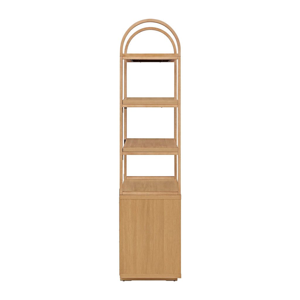 Beautiful Fluted 3-Shelf Bookcase with Storage Cabinet by Drew Barrymore, Light Honey Wood Finish