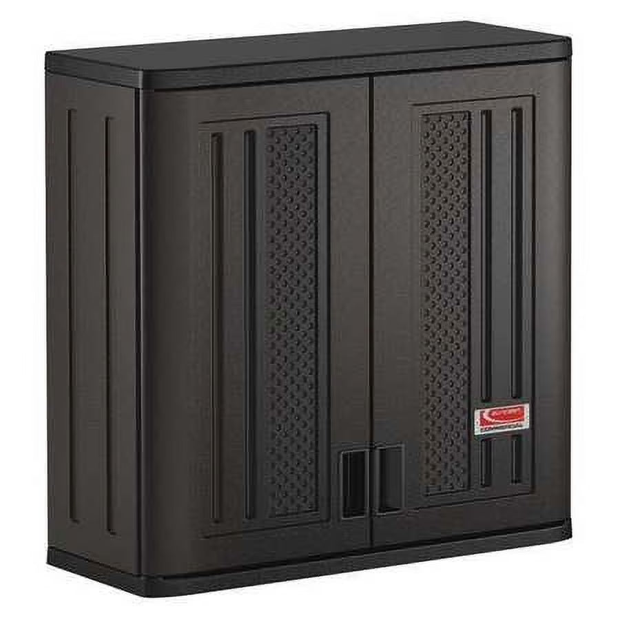 Suncast Commercial Grade Resin 1-Shelf Wall Storage Cabinet for Garage or Shed, Black