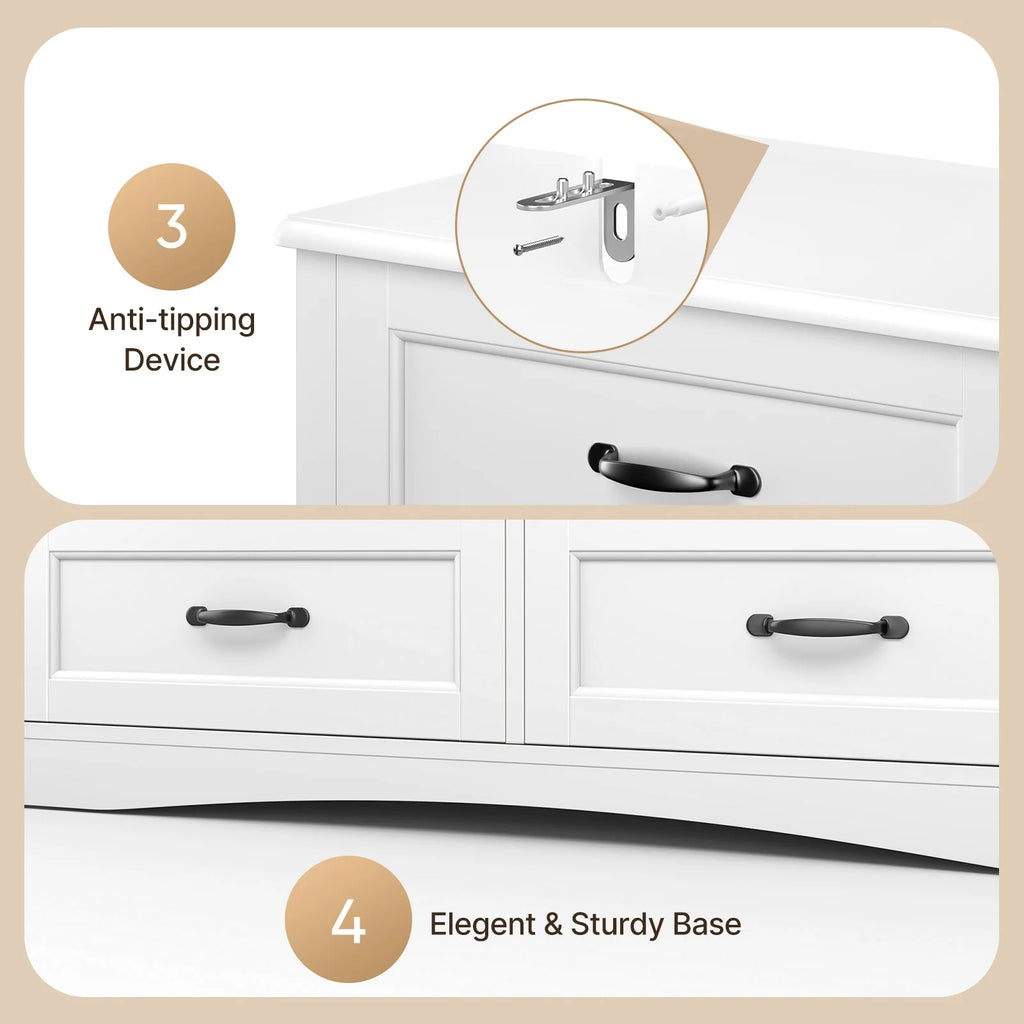 Dresser for Bedroom, Lofka 6-Drawer Wood Dresser?with Anti-Tip Safety for Closet| Living Room