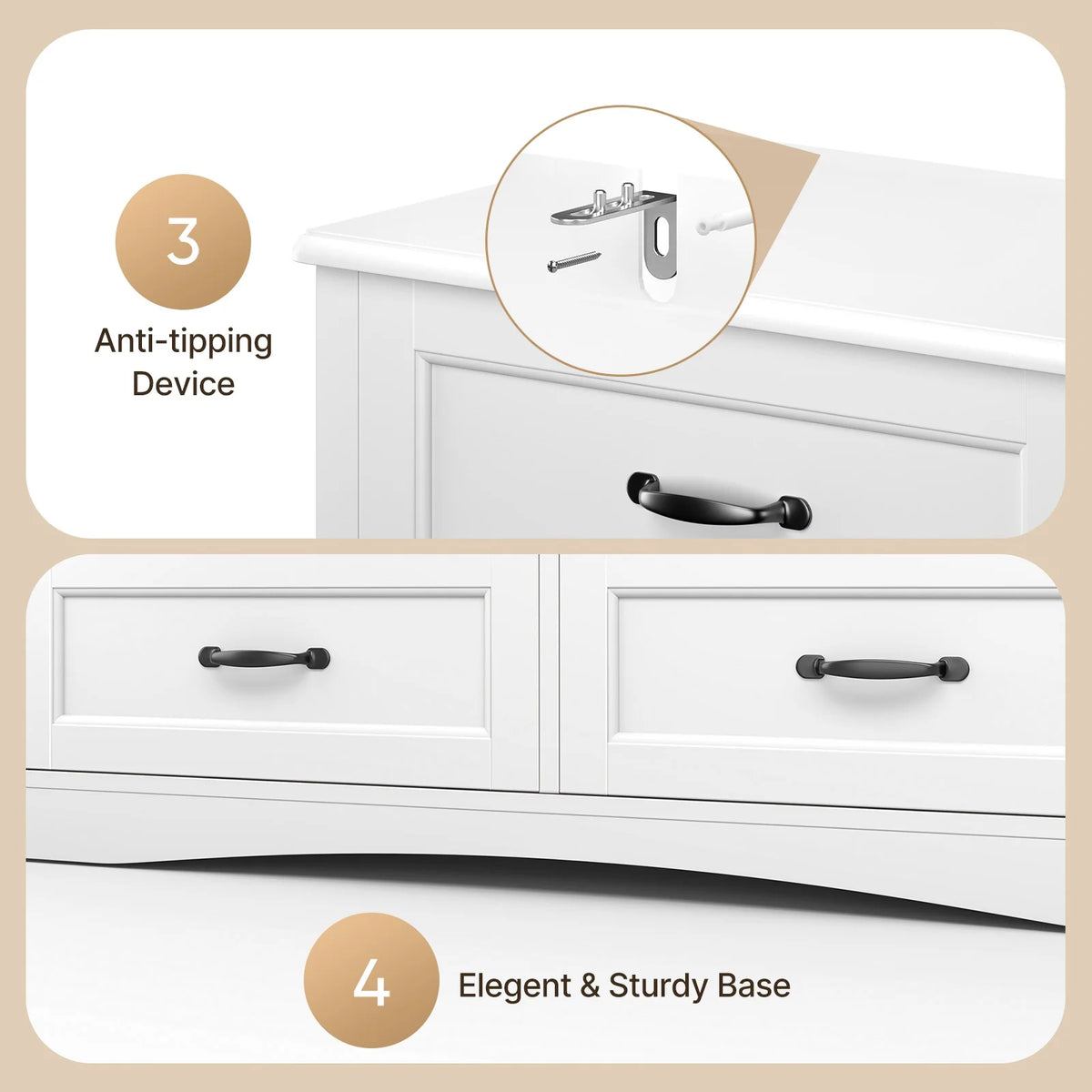 Dresser for Bedroom, Lofka 6-Drawer Wood Dresser?with Anti-Tip Safety for Closet| Living Room