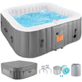73 inch 4-6 Person Inflatable Hot Tub Spa with Control Panel, Outdoor Portable Hottub with 130 Jets, Insulated Tub Cover and Floor Protector, Temperature up to 104��F, Gray