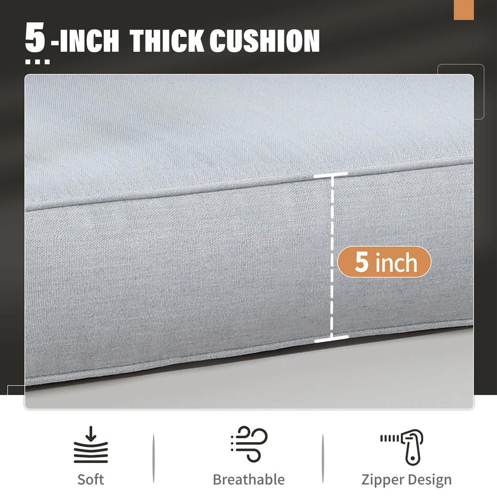 CozyHom 5 Pcs Outdoor Patio Aluminum Furniture Sofa Sets, Outside Patio Conversation Couch Sets With Table&Cushions for Garden Porch, Gray