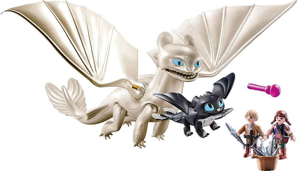 PLAYMOBIL How to Train Your Dragon III Light Fury with Baby Dragon and Children Action Figure Sets