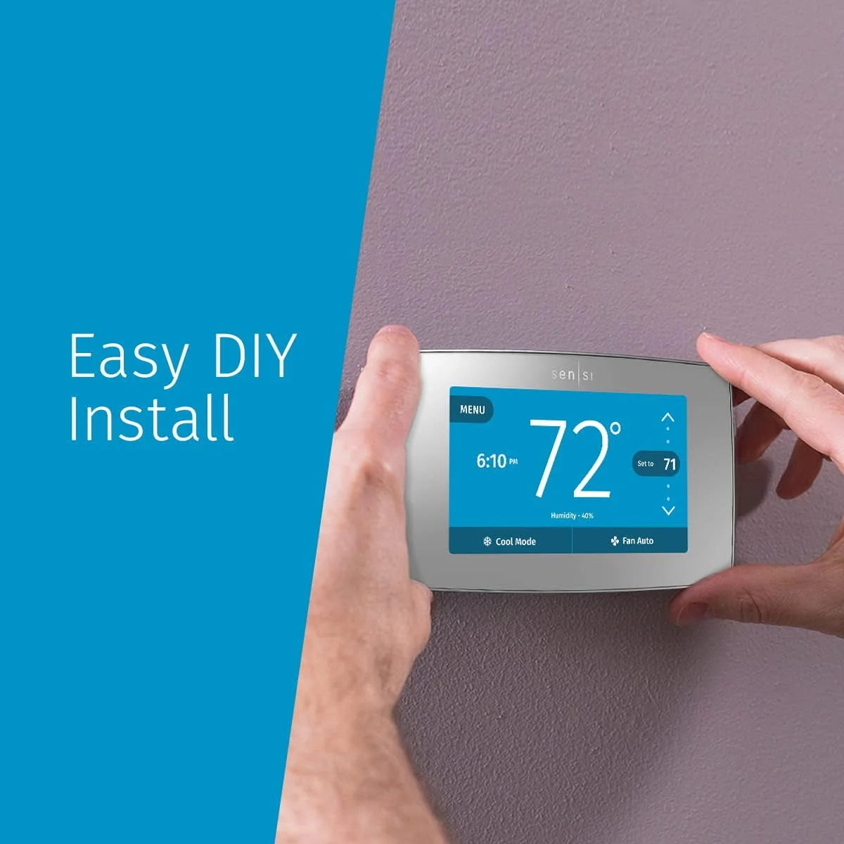 Emerson Sensi Touch Smart Programmable Wi-Fi Thermostat, C-Wire Required-Black