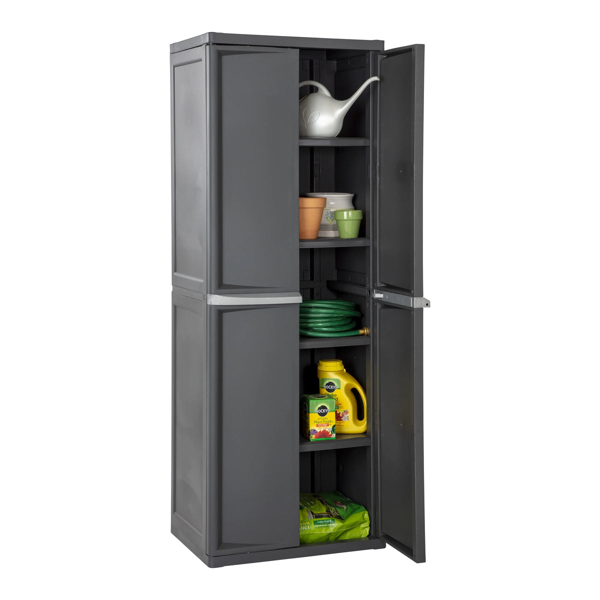 Sterilite 4 Shelf Cabinet Plastic, Flat Gray