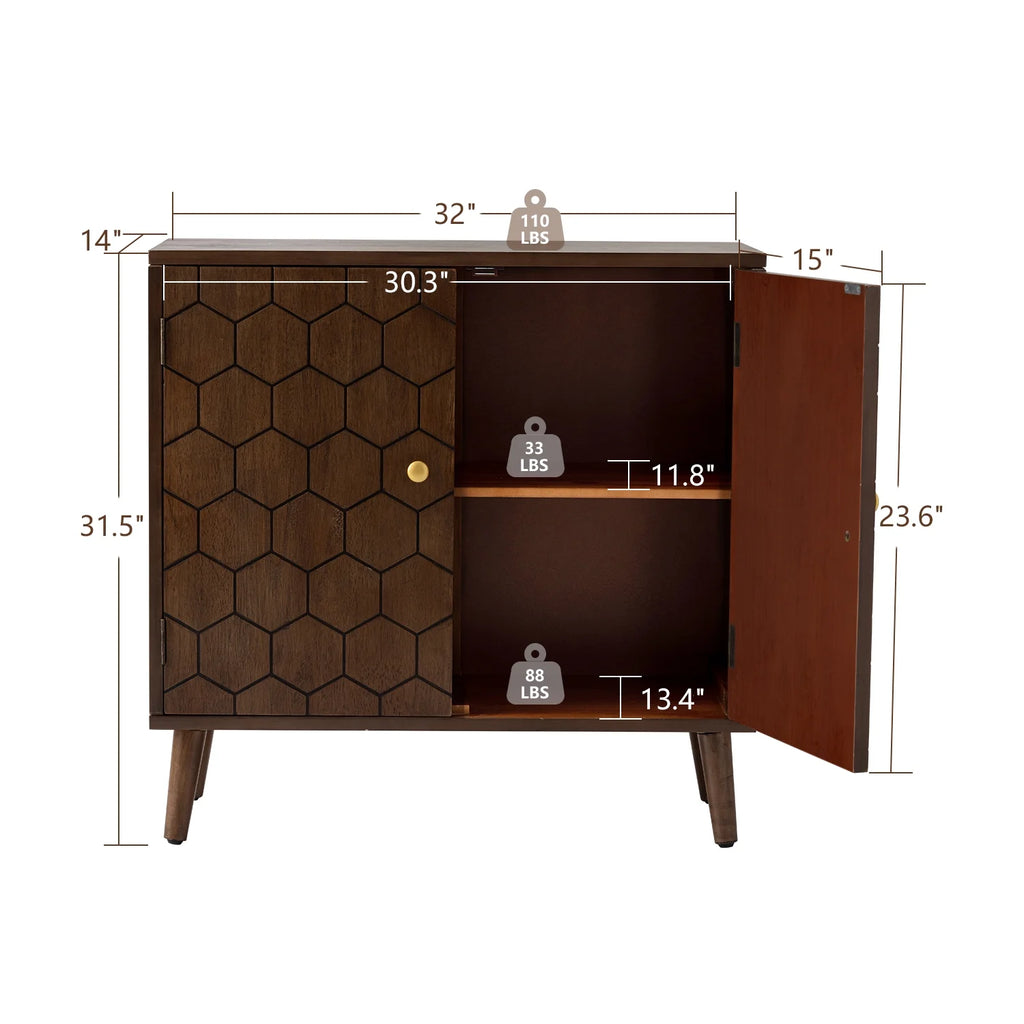 COSIEST Vintage Sideboard Cabinet, Farmhouse Buffet with Adjustable Shelf for Kitchen, Dining Room, Living Room