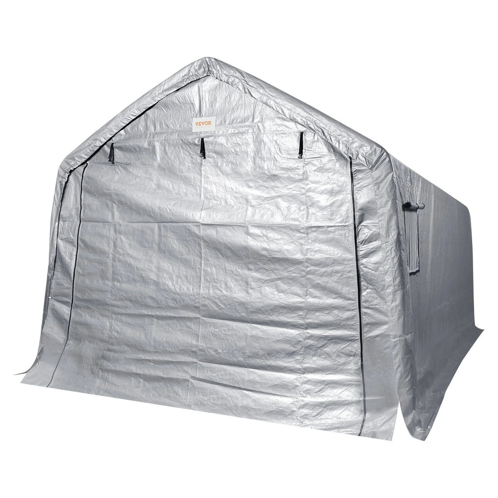10x15x8ft Heavy Duty Portable Garage Tent Canopy Carport with Roll-up Zipper Door & Ventilated Windows for Car, Motorcycle, Bike, Outdoor Storage