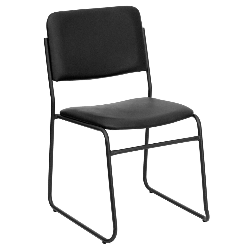 Flash Furniture Hercules Series Adult High-Density Vinyl Sled Base Stack Chairs, Set of 5, Black