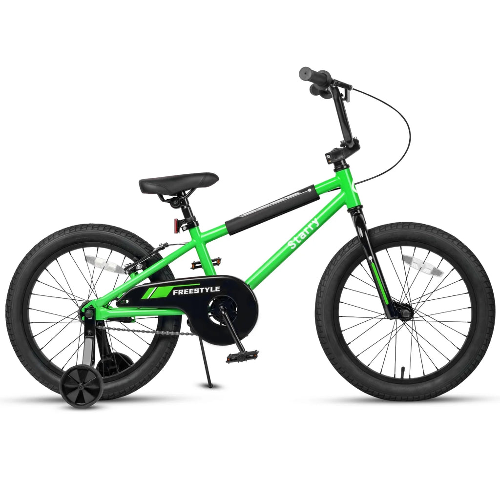 Glerc 14 Inch Little Kids Bike BMX Style Bicycle with Training Wheels Coaster Brake for 3 4 5 Years Old Boys Girls, Blue