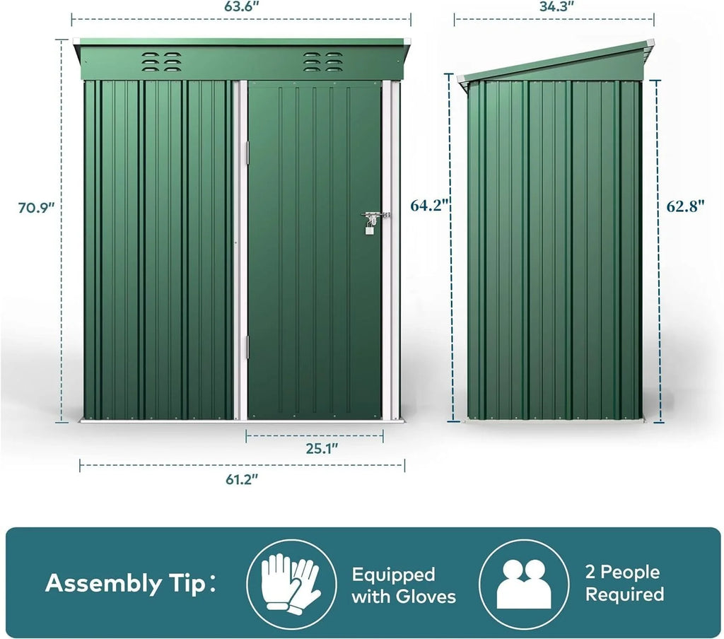 5'x3' Outdoor Storage Shed, Lofka Metal Storage Tool Shed with Single Lockable Door, for Bike| Garden Tools| Patio, Grey