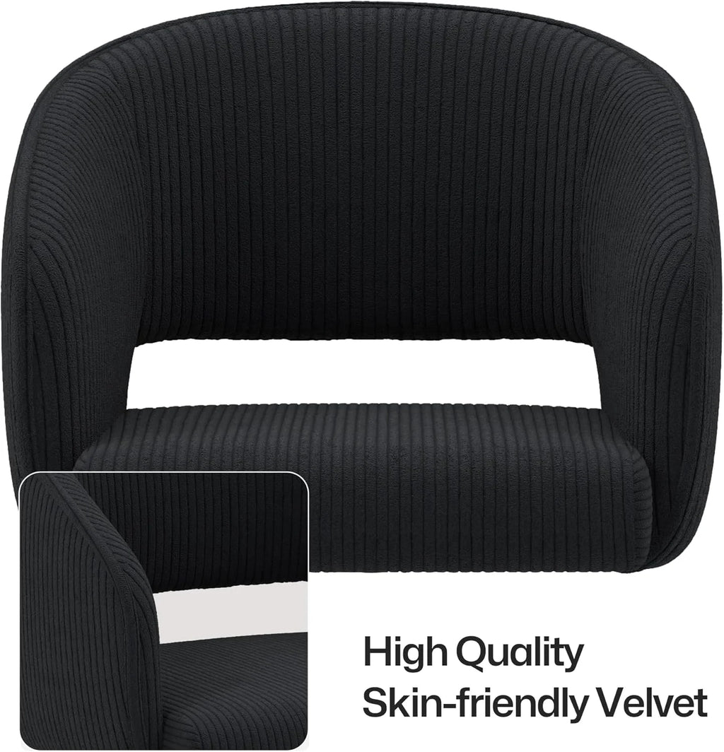 Home Office Swivel Desk Chair, Modern Velvet Vanity Chair, Height Adjustable Armchair with Gold Base, Ergonomic Office Chair for Task Study Computer Room, Beige