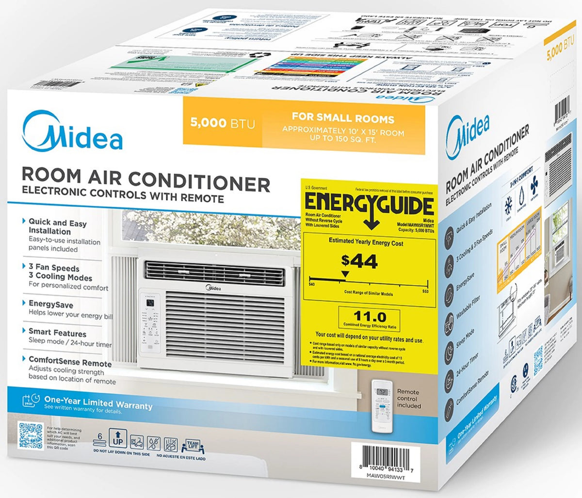 Midea 5,000 BTU Window Air Conditioner, 150 Sq. Ft., White, New
