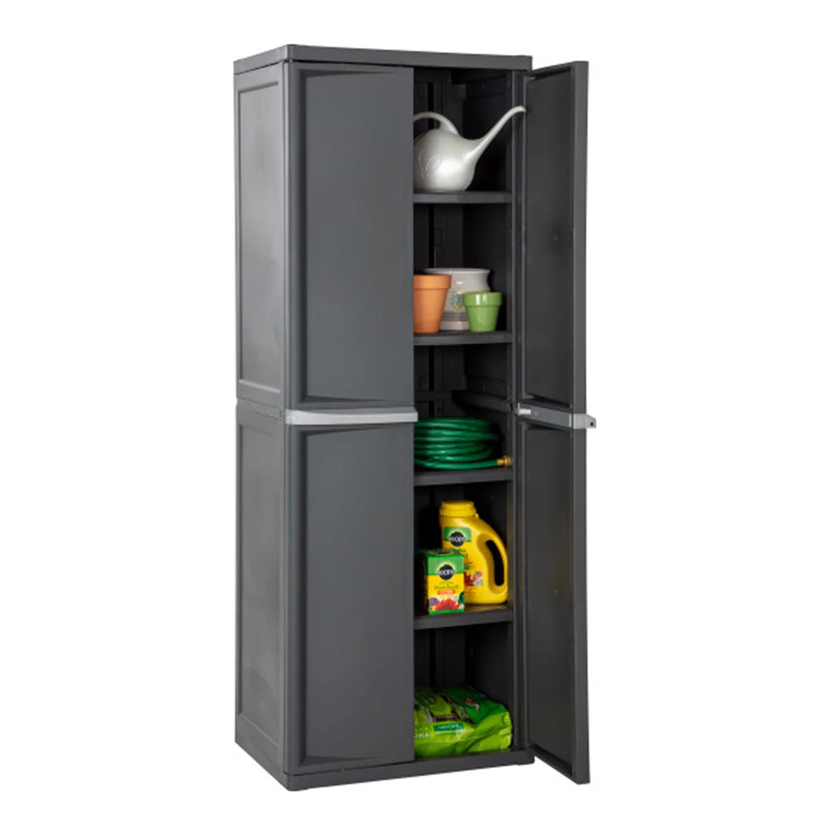 Sterilite 4 Shelf Cabinet Plastic, Flat Gray