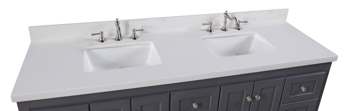 Abbey 72" Double Bathroom Vanity with Marine Gray Cabinet and Quartz Top