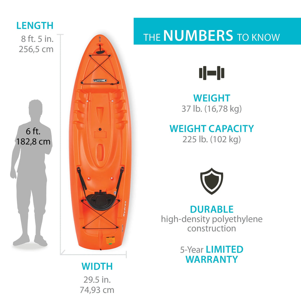 Lifetime Hydros 101 inch Sit-on-Top Kayak, Orange (90595)