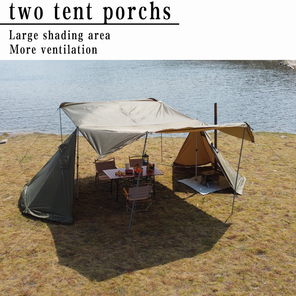 Top Lander 4 Person Tents for Camping Waterproof with Two Porch Hot Tent Bushcraft Shelter 4 Season Family Tent