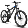 Aukfa 26" Mountain Bikes, 21-Speed Full Suspension Men Women Trail City Mountain Bike,Blue