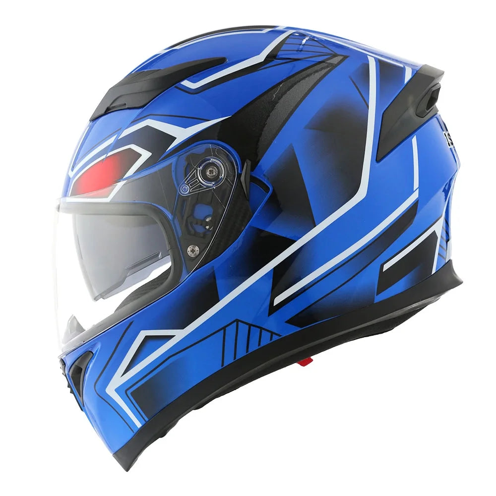 1Storm Motorcycle Modular Full Face Flip up Dual Visor Helmet + Spoiler + Motorcycle Bluetooth Headset: HJK316 Mechanic Red