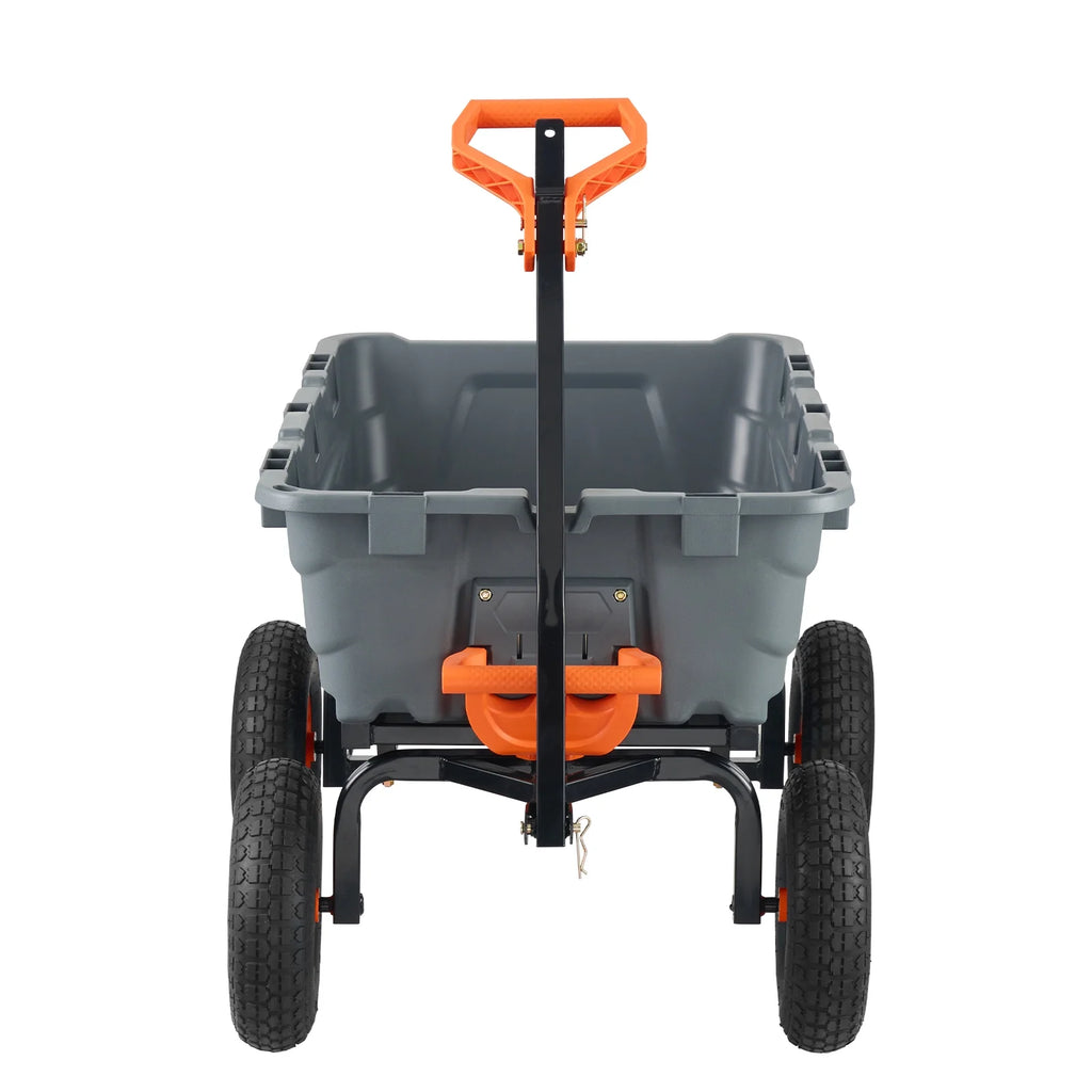 KFFKFF Garden Dump Cart, 35.8x19.5x8.2 in Dump Truck Cart, Max. 600lbs Load Capacity, 10in Rubber Tire, 180�� Adjustable Handle