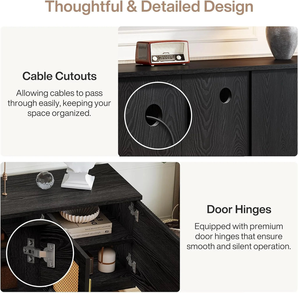 Tribesigns 70.9" TV Stand for Living Room, Mid Century Modern Entertainment Center with 6-Tier Storage Shelf