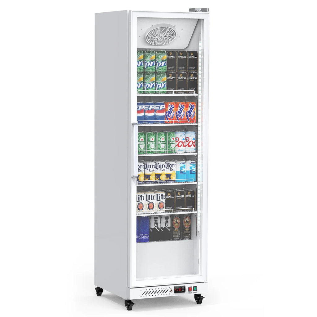 Garvee Commercial Refrigerator,12.4 Cu.ft Display Fridge Merchandiser Upright Beverage Cooler,Single Glass Door Fridge with Adjustable Shelves & LED Lighting,Black