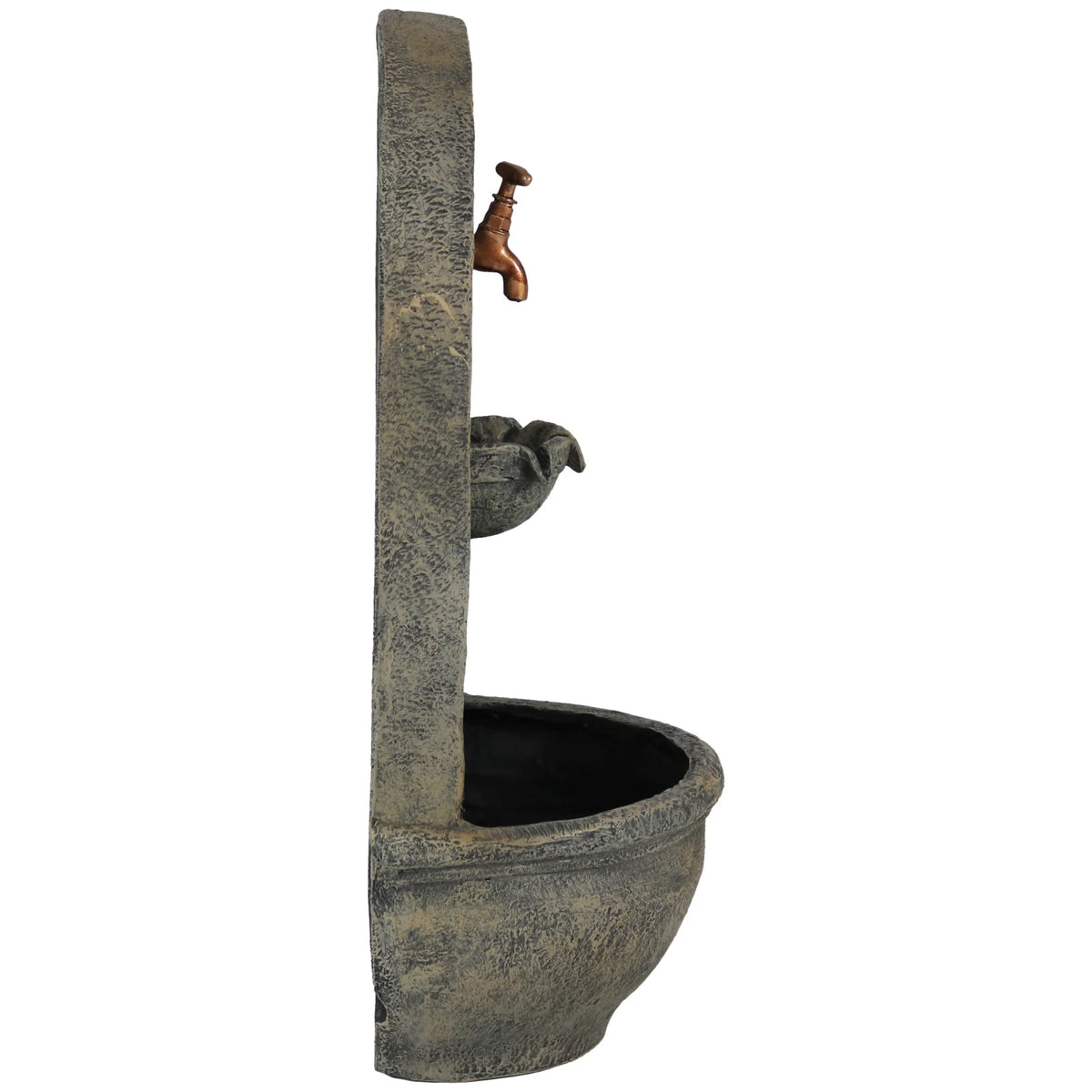 Sunnydaze Messina Polystone Outdoor Solar Wall Fountain, Bronze