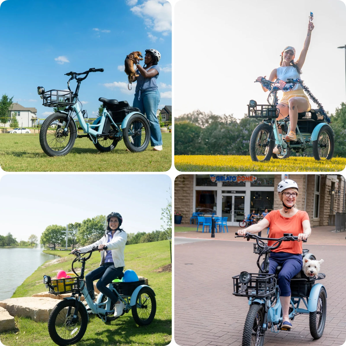 MOONCOOL TK1 Folding Electric Tricycle for Adults,48V 14.5Ah Removable battery, 500W��Peak 1000w��Motor, 20" Fat Tire Step-Thru 3Wheel Electric Bicycle w/Front&Rear Baskets, Certified to UL 2849 by SGS