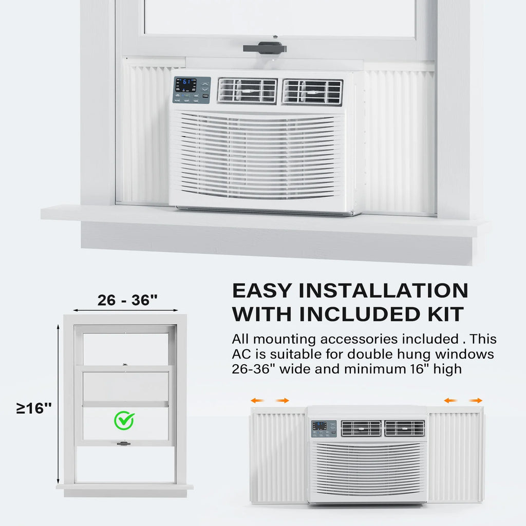 Matladin Window Air Conditioner with Heat, 8000 BTU Window AC Unit & Heater Combo with APP & Voice Smart Control, Timer Function & Easy Installation Kit, 115V/60Hz