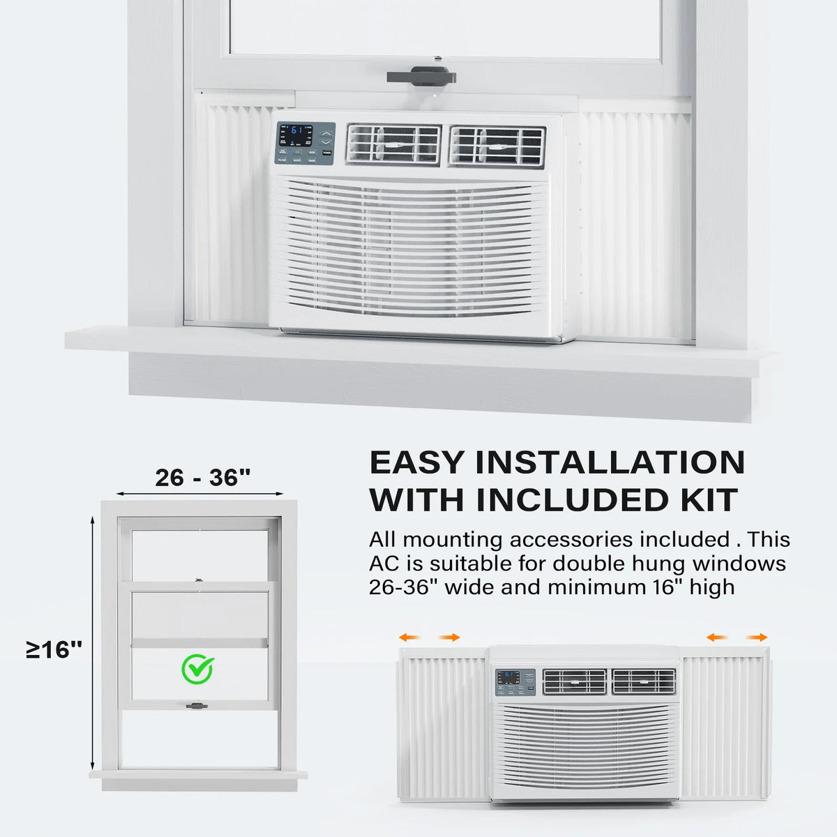 Matladin Window Air Conditioner with Heat, 8000 BTU Window AC Unit & Heater Combo with APP & Voice Smart Control, Timer Function & Easy Installation Kit, 115V/60Hz