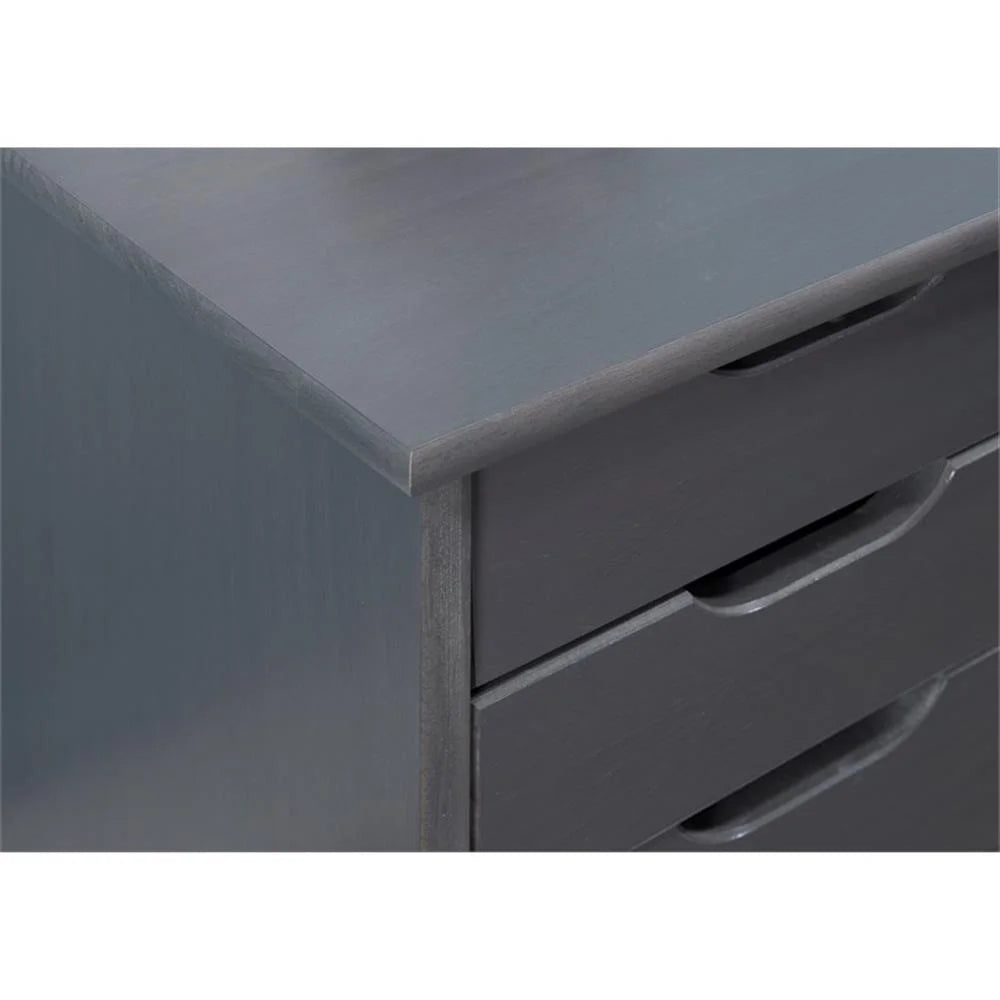 Riverbay Furniture Six Drawer Wood Rolling Storage Cart in Brown