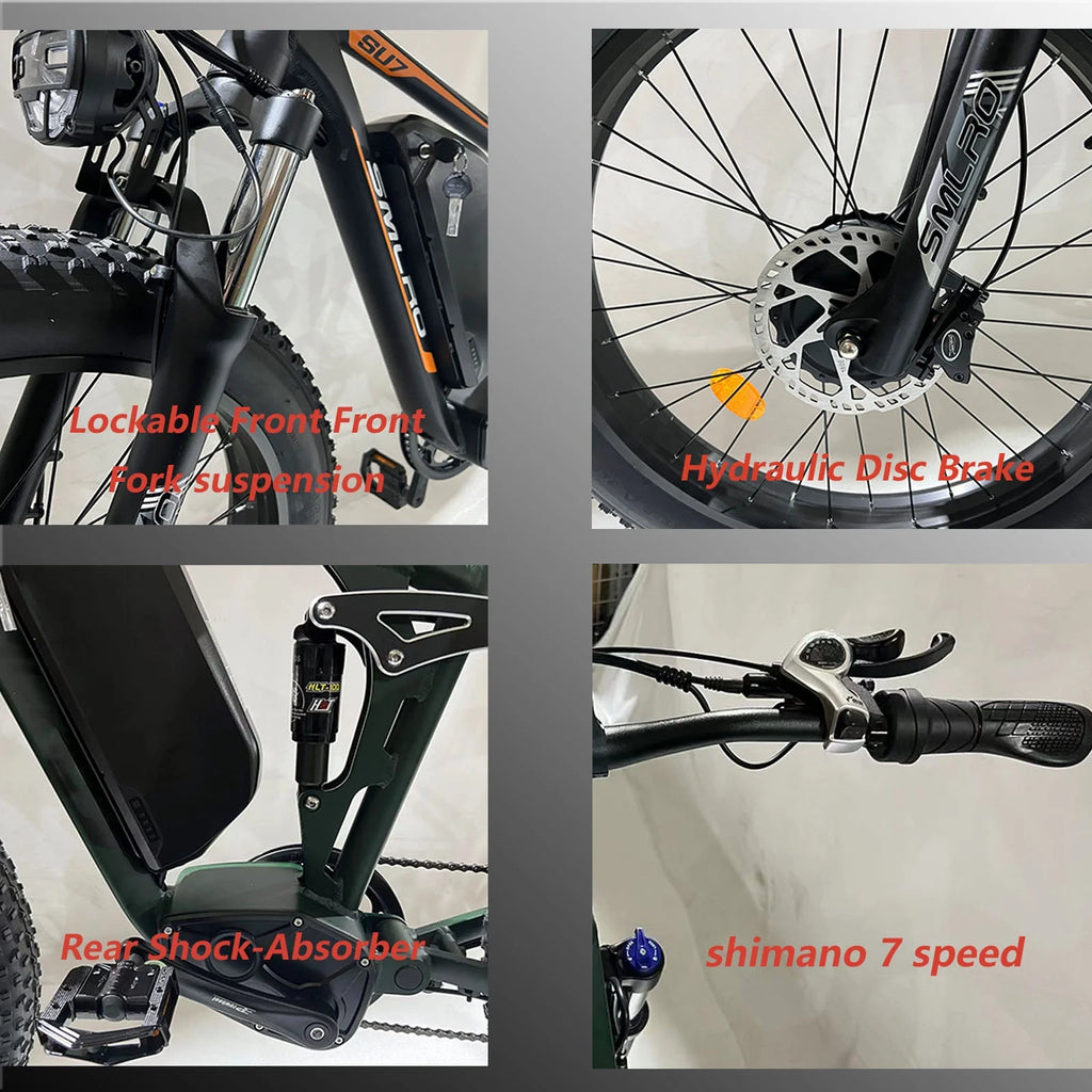 60V 25AH Battery Electric Bike for Adults,5000W Peak Dual Motor Ebike,AWD 21-Speed 50MPH Mountain Snow E-Bike with 26" x 4.0 Fat Tire, Long Range Mountain Dirt Bike for Off-Road Snow Sand