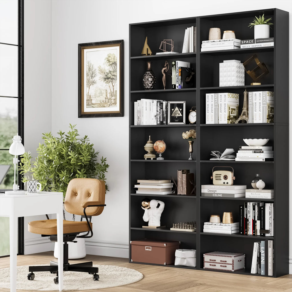 Homfa 82" Tall Bookcases, Freestanding Display Storage Shelves, 7-Tier Open Bookshelf for Home Office Living Room Bedroom, White