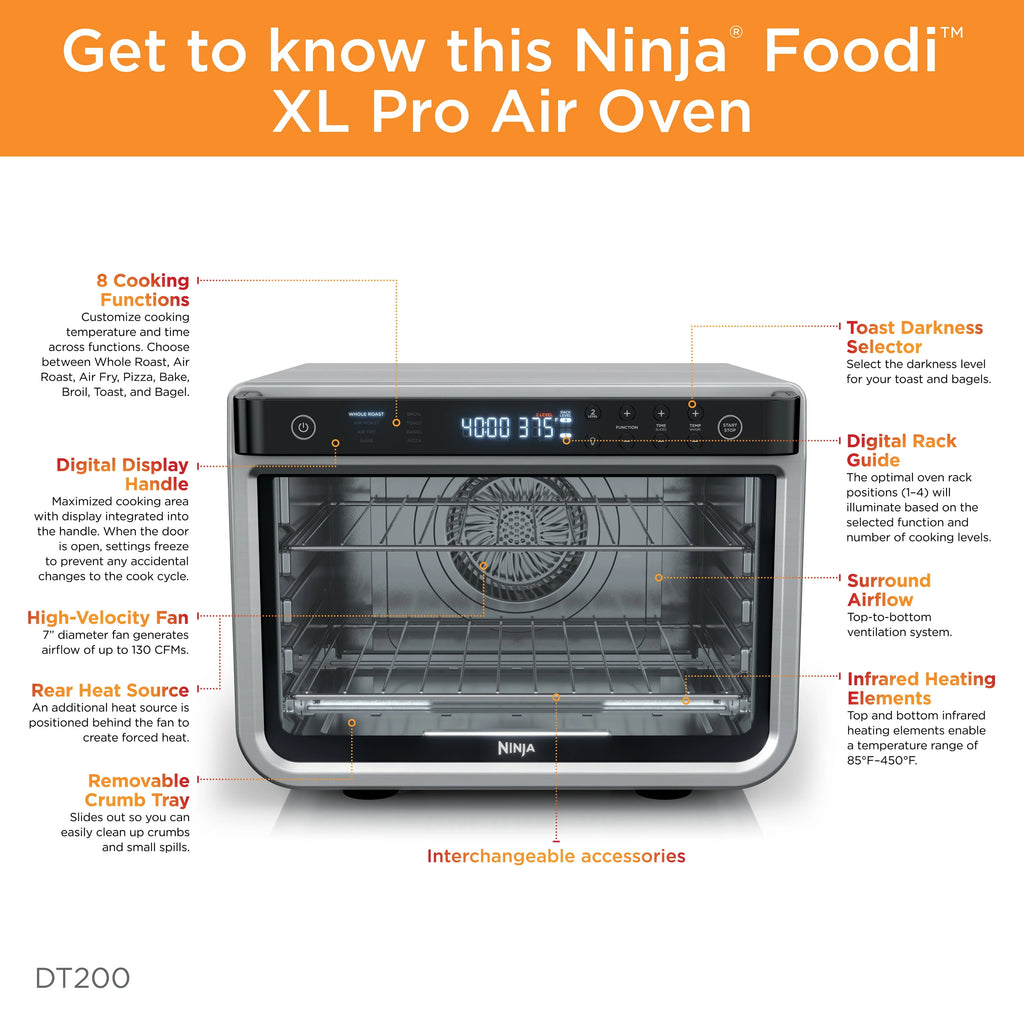 Ninja? Foodi??8-in-1 XL Pro Air Fry Oven, Large Countertop Convection Oven, DT200