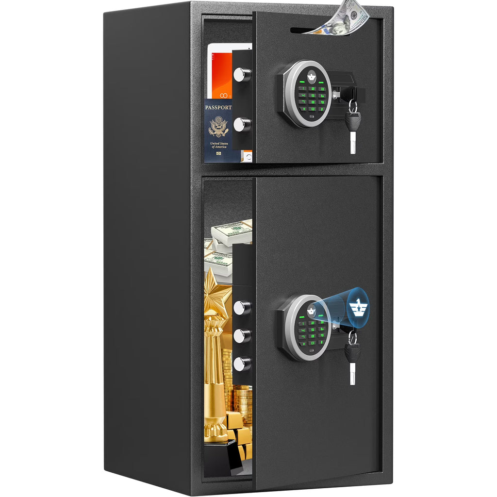 Silkight Safe - 6.0 Cu ft Home Safe Box - Fireproof Safe Depository Drop Safe with Backlit Keypad & Alarm System for Business Home Money Safe