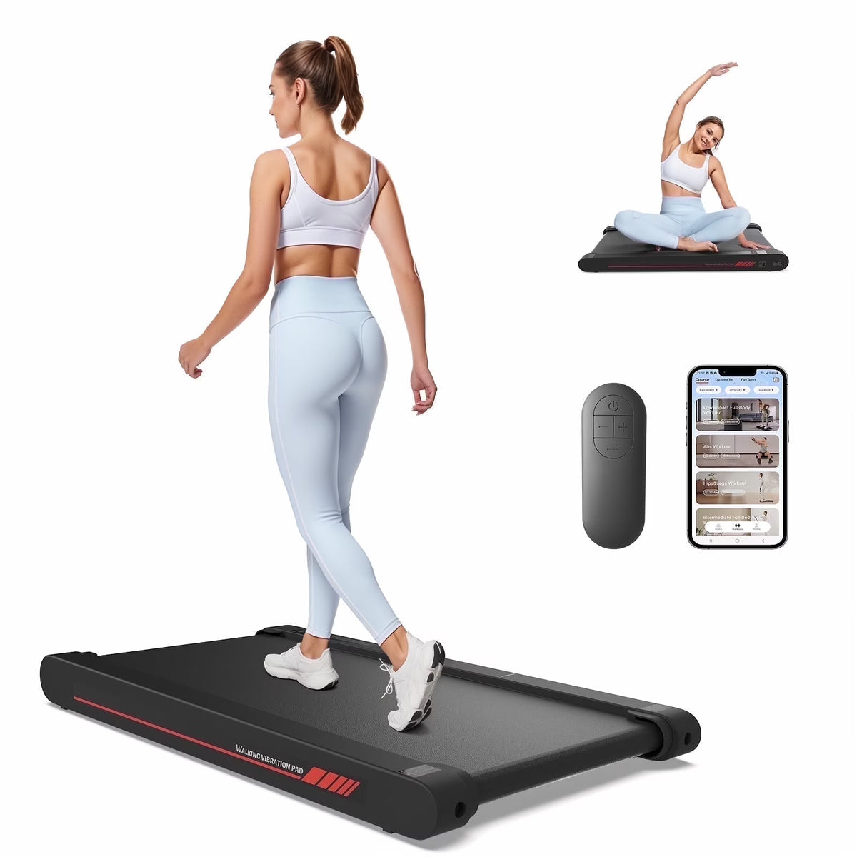 Sperax Walking Pad Treadmill with APP,3 in 1 Portable Under Desk Treadmill Fitness,Walking Vibration Workout Pad with Remote Control