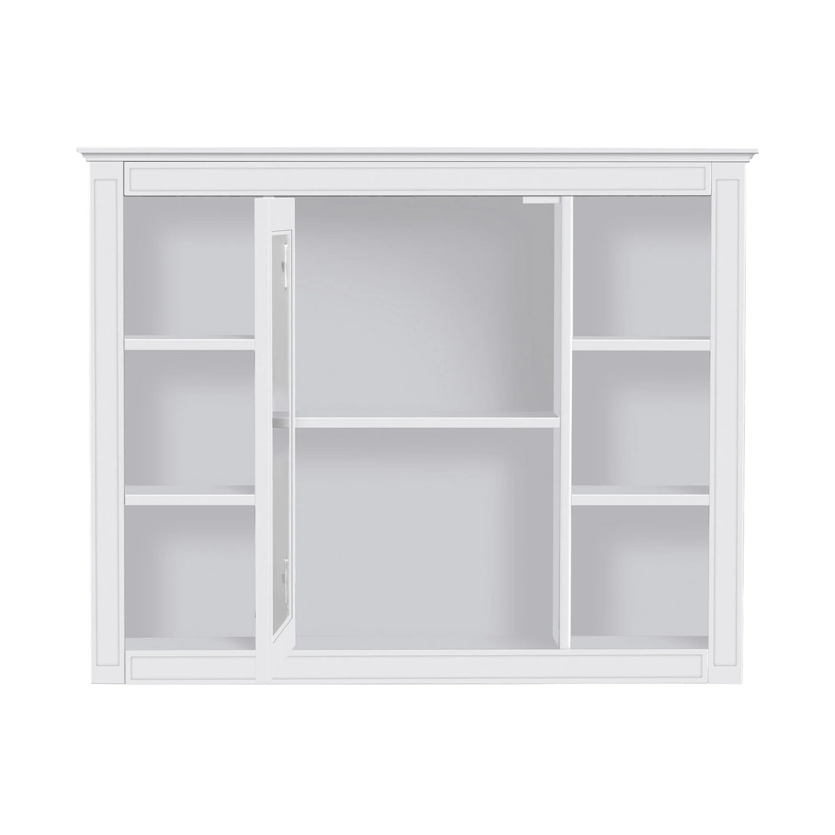 Furvclv Bathroom Wall Mirror Cabinet Modern Wall Mounted Cabinet Storage Organizer With Single Mirror Door 6 Open Shelves