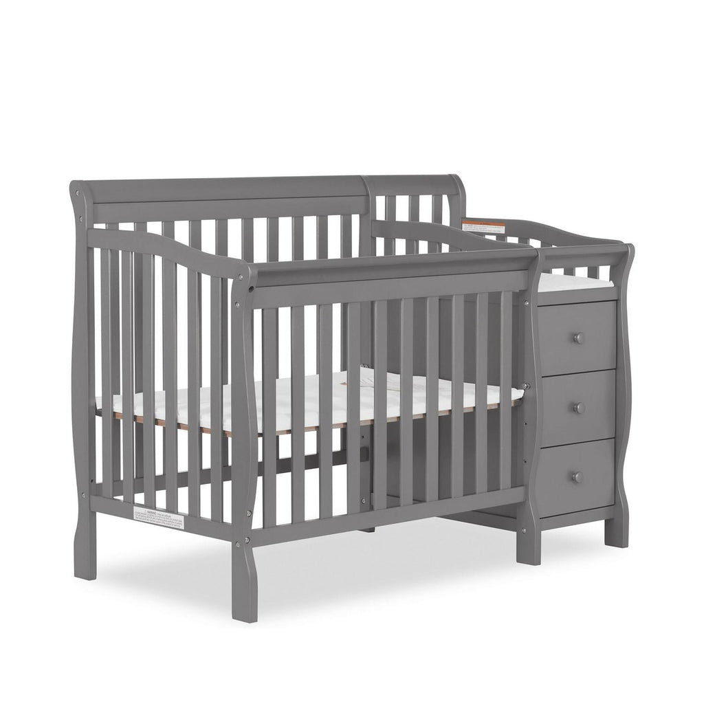 Dream On Me Jayden 4-in-1 Convertible Mini Crib and Changer. Storm Grey