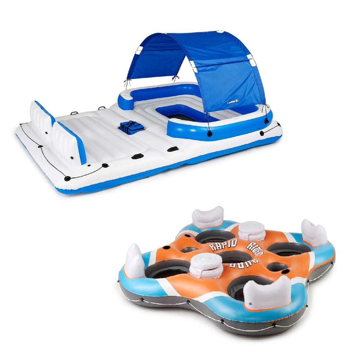 Bestway CoolerZ Tropical Breeze Island Raft & Rapid Rider 4 Person Lounger