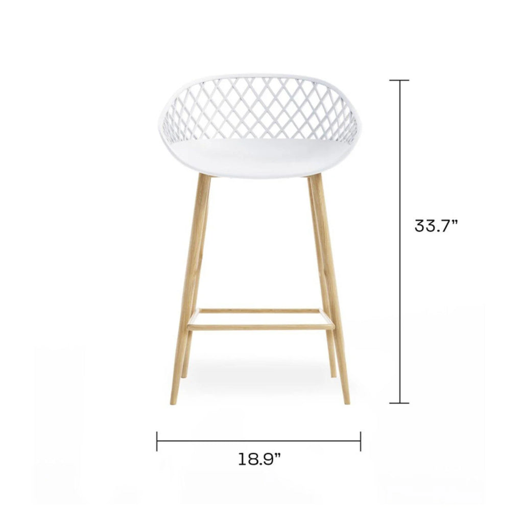 Kurv Indoor and Outdoor Counter Stool - Aloe Green - Set of 2