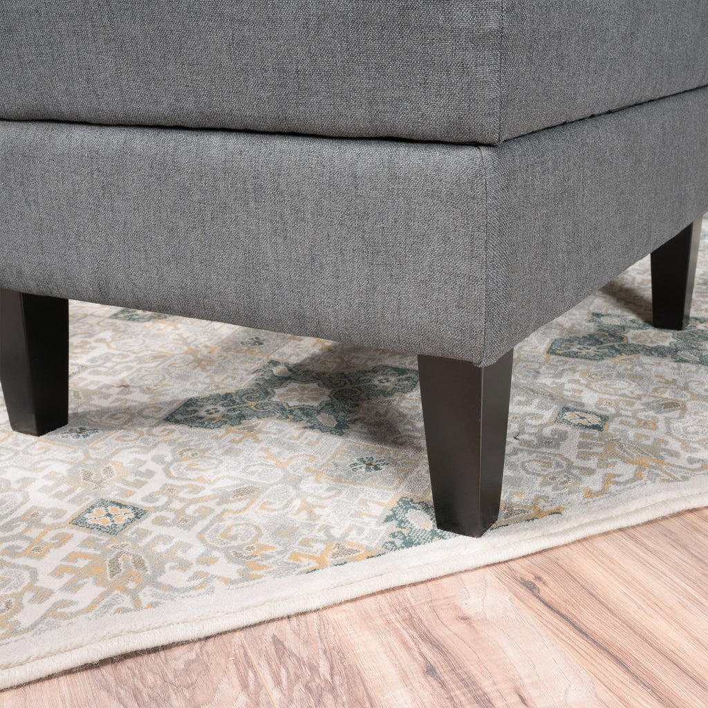 Noble House Sahara Fabric Storage Ottoman, Dark Grey