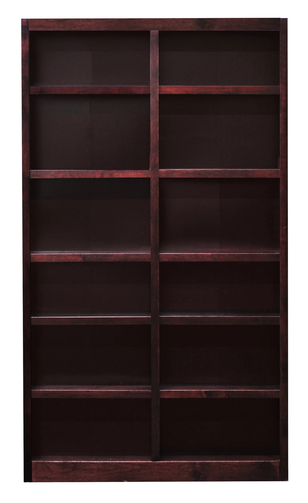 Concepts in Wood 12 Shelf Double Wide Wood Bookcase, 84 inch Tall - Oak Finish