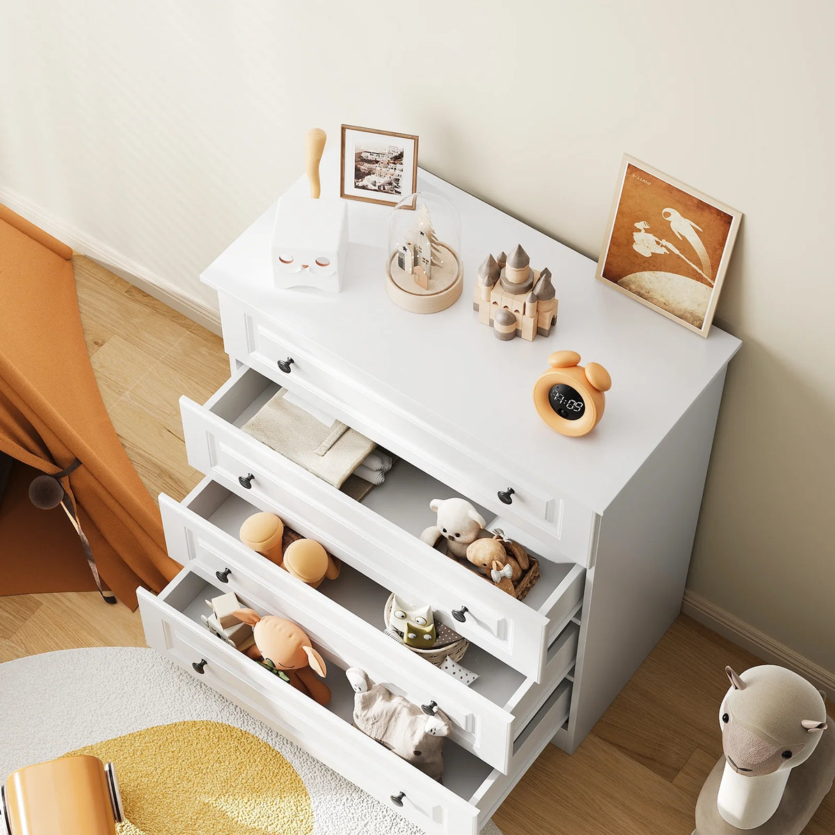 IDEALSOUL Dresser, Black Dresser Tall dresser with Large Storage Space, 4 Drawer Dresser for Bedroom, Hallway, Entryway