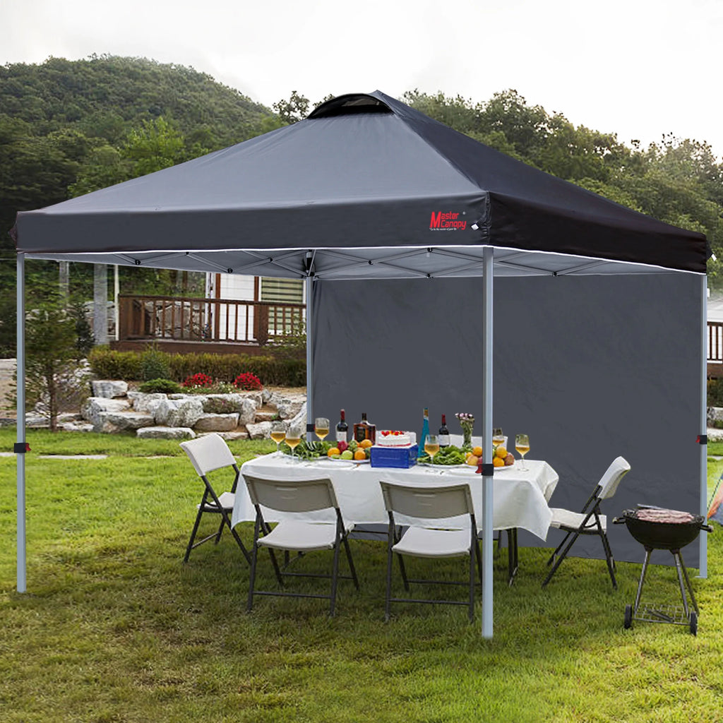 MASTERCANOPY 10' x 10' Easy Pop-up Canopy Tent Outdoor Shade Shelter with 1 Sidewall, White