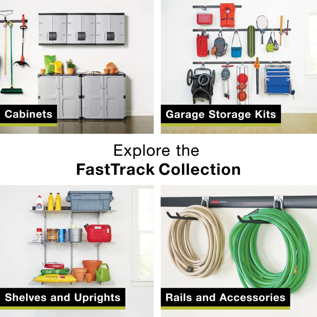 Rubbermaid Garage FastTrack 15-Piece Medium Kit, Black/Grey