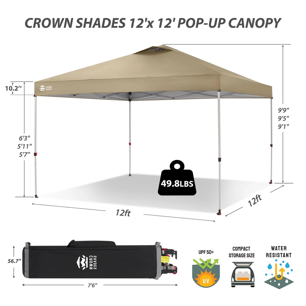 CROWN SHADES 8x8 Pop Up Canopy with One Push Setup Easy Outdoor Sun Shade for Events Parties Camping Forest Green