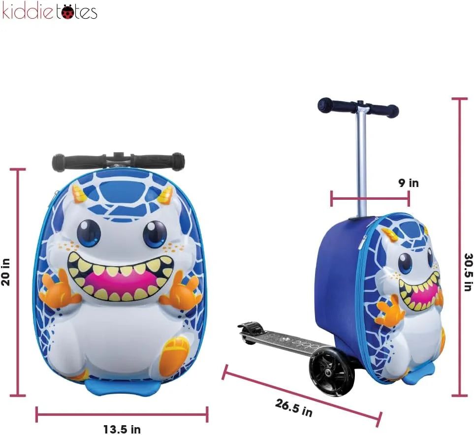Kiddietotes Kid's Hard Shell Scooter Ride On Suitcase, Pink