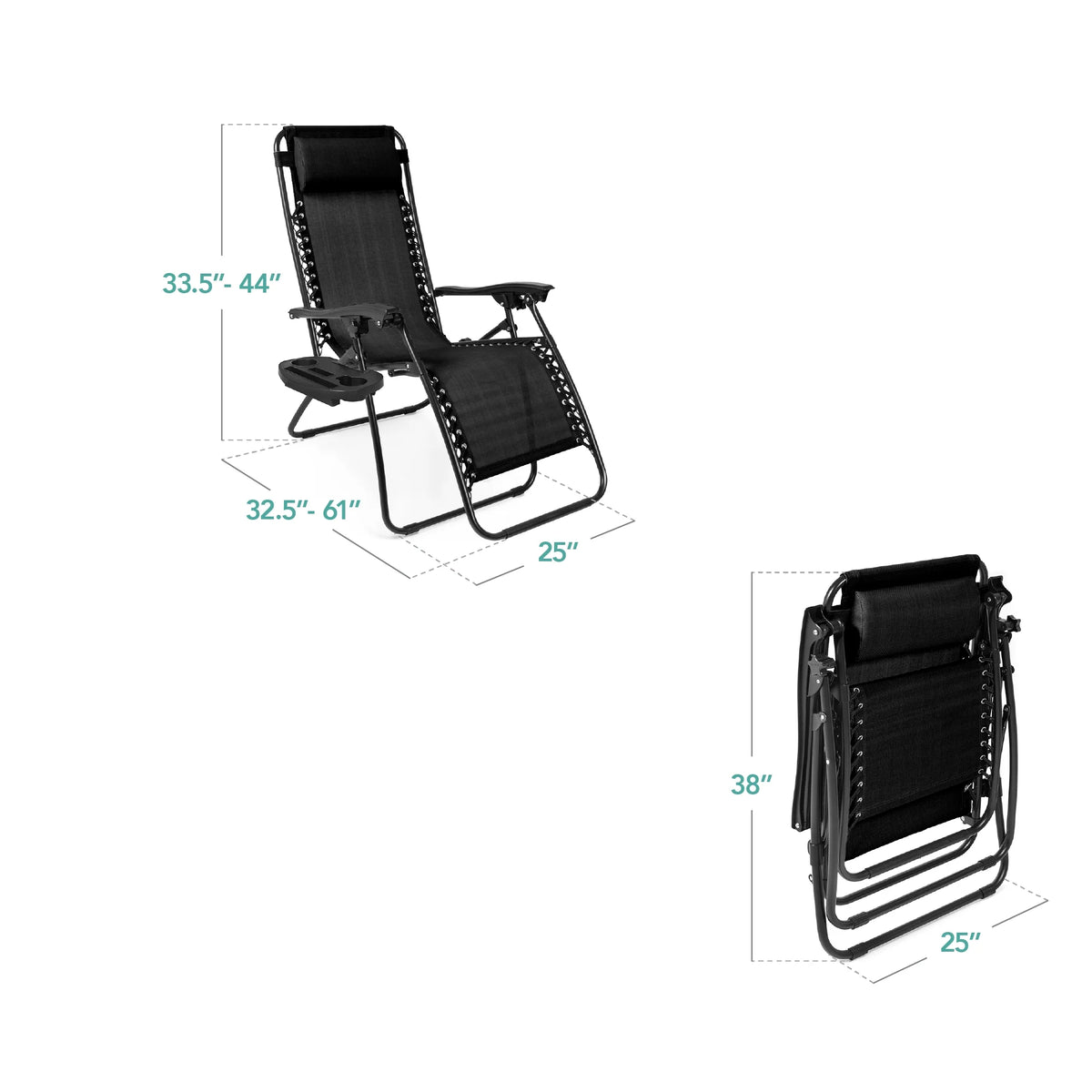 Best Choice Products Set of 2 Zero Gravity Lounge Chair Recliners for Patio, Pool w/ Cup Holder Tray - Gray