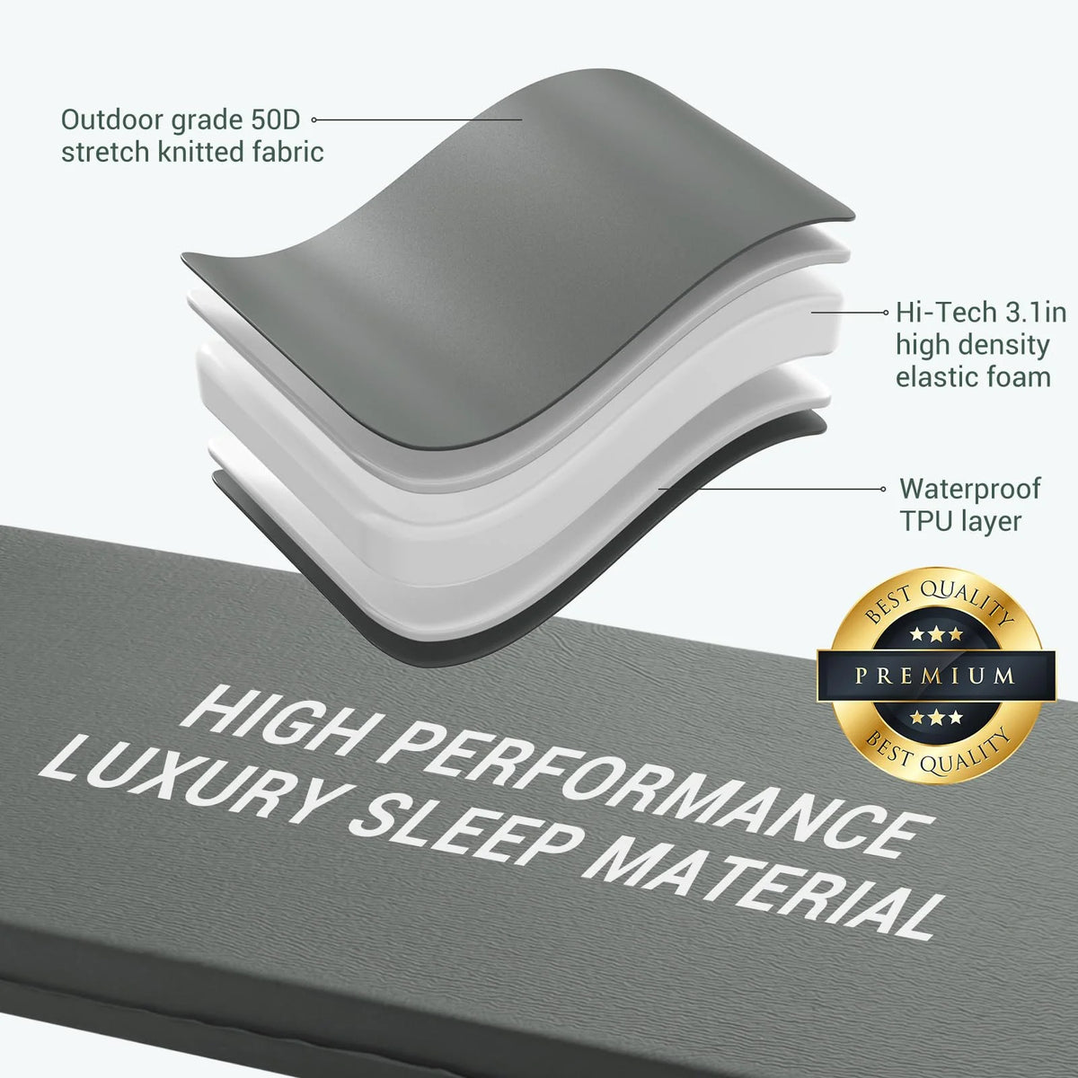Elegear Self Inflating Sleeping Pad, 3.1" Ultra-Thick Memory Foam Camping Pad with Pillow Fast Inflating in 20s Insulated Camping Mattress Pad 4-Season Camp Sleeping Mat for Camping/Car/Tent