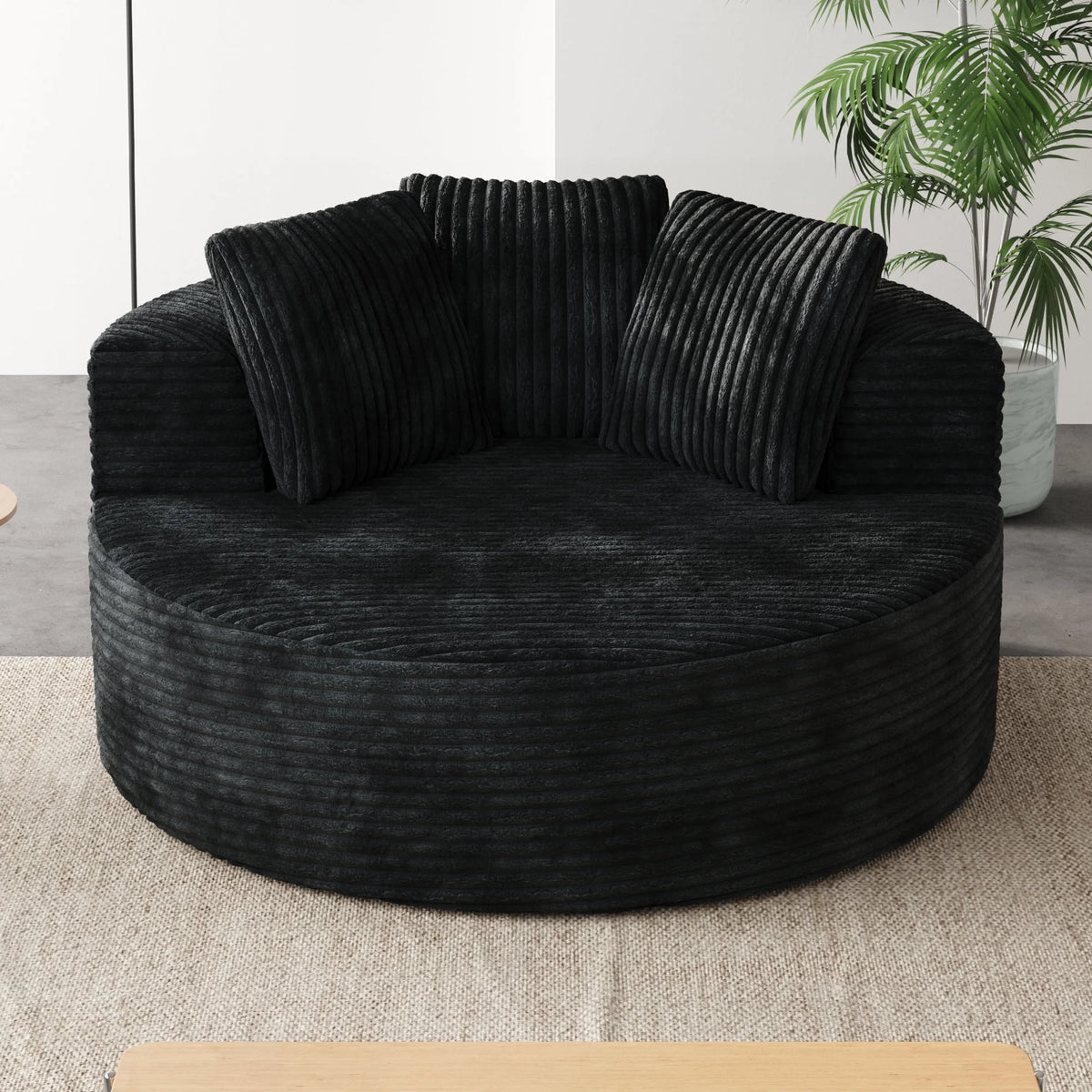 Sodrens Oversized Chaise Lounge Chair Indoor,Upholstered Sofa Bed with Throw Pillows and Armrests,Sleeper Chair for Living Room,Bedroom,Brown,Corduroy